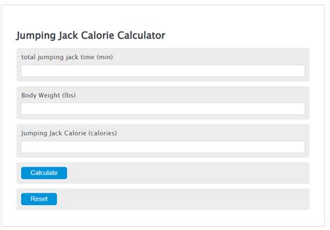 Jumping Jack Calorie Calculator .